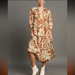 Umgee Rust Women's Midi Dress